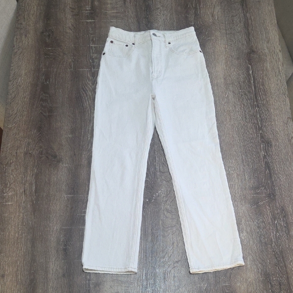 Abercrombie & Fitch The Ankle Straight Ultra High Rise Ivory Straight Jeans 2S - Picture 2 of 10